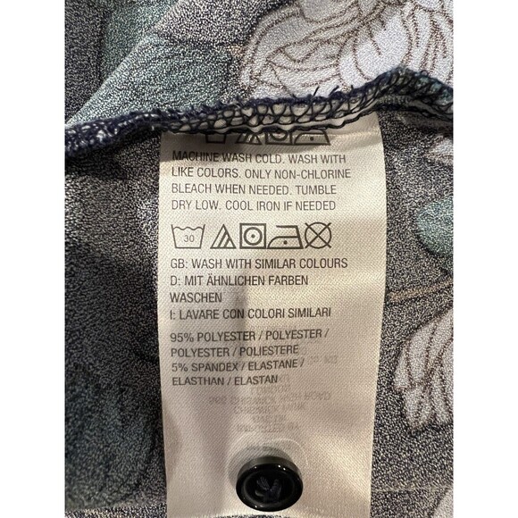 Denim & Co. QVC Printed V-Neck Henley Blouse Navy Plus Size 2X - Picture 11 of 11